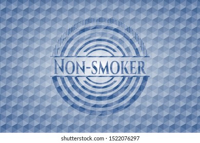 Non-smoker blue polygonal emblem. Vector Illustration. Detailed.