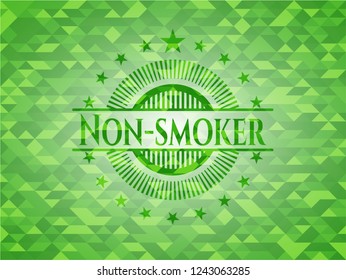 Non-smoker green emblem with triangle mosaic background
