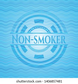 Non-smoker light blue water wave emblem background. Vector Illustration. Detailed.