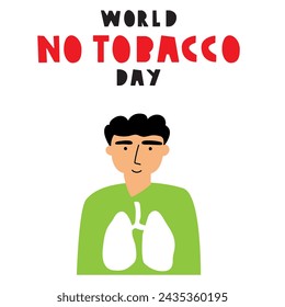 Non-smoker person. World no tobacco day. Flat vector illustration on white background. 