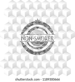 Non-smoker realistic grey emblem with geometric cube white background