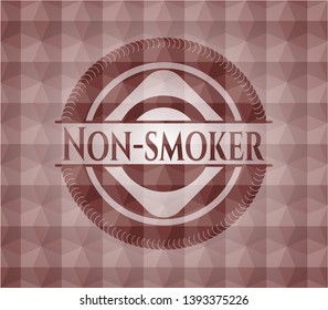 Non-smoker red seamless badge with geometric pattern background.