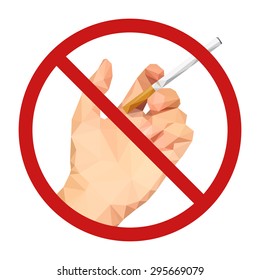 non-smoking sign polygonal hand with a cigarette