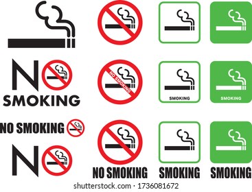 Non-smoking and smoking icon material collection