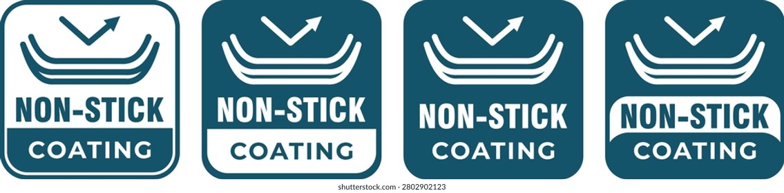 Non-Stick Coating Badge Set, Square Cooking Utensils Quality Guarantee Labels Vector
