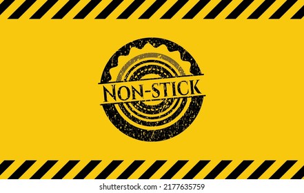 Non-stick inside warning sign, black grunge emblem. Vector Illustration. Detailed. 