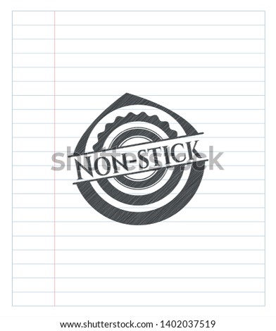 Non-stick pencil emblem. Vector Illustration. Detailed.