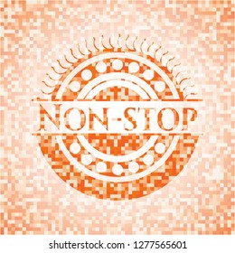 Non-stop abstract orange mosaic emblem with background