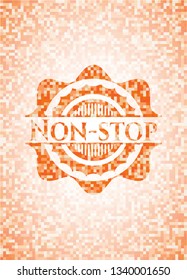 Non-stop abstract orange mosaic emblem with background