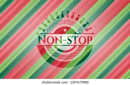 Non-stop christmas colors style badge. Vector Illustration. Detailed.