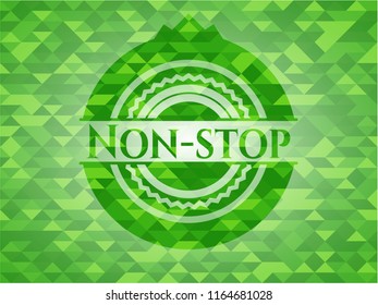 Non-stop green emblem with mosaic ecological style background