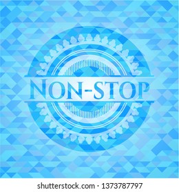 Non-stop light blue emblem with triangle mosaic background