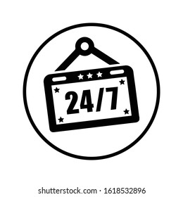 Non-stop, open shop, 24 hours & 7 days sign icon