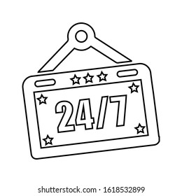 Non-stop, open shop, 24 hours & 7 days sign icon