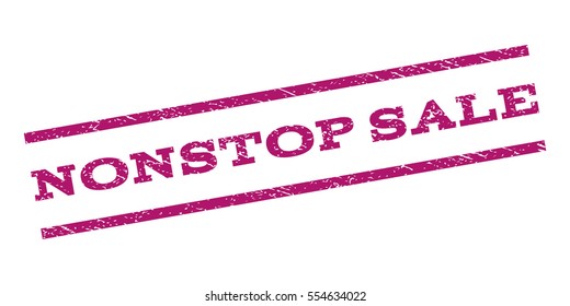 Nonstop Sale watermark stamp. Text caption between parallel lines with grunge design style. Rubber seal stamp with dust texture. Vector purple color ink imprint on a white background.