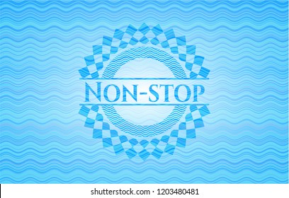 Non-stop sky blue water badge background.