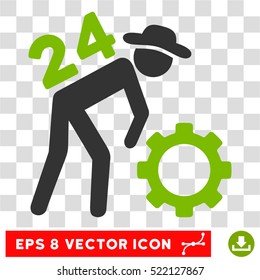 Nonstop Working Person EPS vector pictograph. Illustration style is flat iconic bicolor eco green and gray symbol on white background.