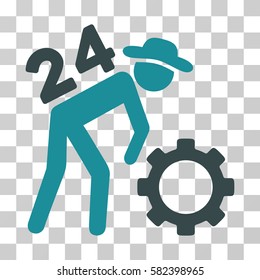 Nonstop Working Person vector pictogram. Illustration style is a flat iconic bicolor soft blue symbol on a transparent background.