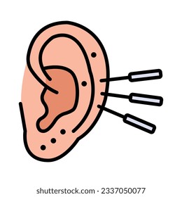Non-surgical ear pinning concept, Ear Correction or EarFold Creation vector flat color icon design, beauty and personal care symbol, cosmetic dermatology sign, body aesthetics stock illustration