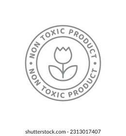 Non-toxic cosmetics vector line label. Non toxic cosmetic cream or lotion outline badge.