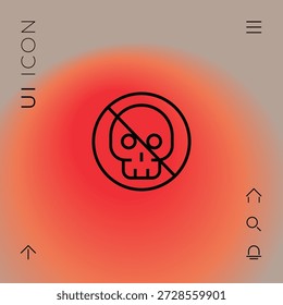 Non-Toxic Line Icon with Skull and Diagonal Cross for Safe and Healthy Products