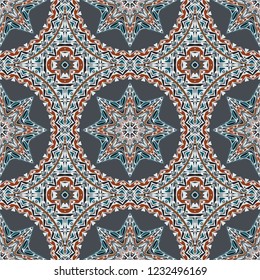Nontrivial bright color abstract  geometric pattern, vector, can be used for printing onto fabric, interior, design, textile, covers, background, paper, tile, towel, carpet, border