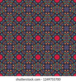 Nontrivial bright color abstract  geometric pattern, vector, can be used for printing onto fabric, interior, design, textile, covers, background, paper, tile, towel, carpet, border