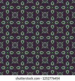 Nontrivial bright color abstract  geometric pattern in green violet, vector, can be used for printing onto fabric, interior, design, textile, covers, background, paper, tile, towel, carpet, border