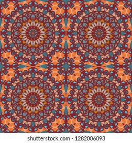 Nontrivial bright color abstract  geometric pattern in orange, vector seamless, can be used for printing onto fabric, interior, design, textile, covers, background, paper, tile, towel, carpet, border