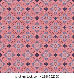 Nontrivial bright color abstract  geometric pattern in red, vector seamless, can be used for printing onto fabric, interior, design, textile, covers, background, paper, tile, towel, carpet, border