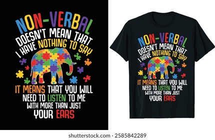 Nonverbal Autism Elephant Awareness T-Shirt Design