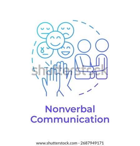 Nonverbal communication blue gradient concept icon. Social interaction, messaging. Positive personality. Round shape line illustration. Abstract idea. Graphic design. Easy to use in booklet, blog post