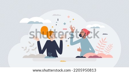 Nonverbal communication with body language expression tiny person concept. Signs and gestures as feelings and emotions physical representation vector illustration. Italian style hand gesturing culture