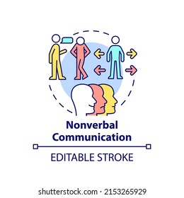 Nonverbal communication concept icon. Manual language abstract idea thin line illustration. Communication type. Gestures. Isolated outline drawing. Editable stroke. Arial, Myriad Pro-Bold fonts used