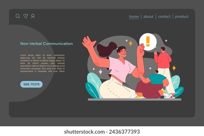 Non-verbal communication concept. Illustration of joyful interaction, where body language speaks volumes, highlighting the unspoken yet powerful dialogue. Vector illustration.