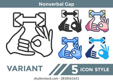 Nonverbal Gap icon for illustrating missing nonverbal cue systems, communication limitations, and digital interaction concepts. Line, Filled, Color, Dualtone style.
