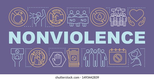 Nonviolence word concepts banner. Anti war movement, pacifism presentation, website. Isolated lettering typography idea with linear icons. Peaceful social protest vector outline illustration