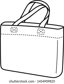 Nonwoven shopping bag. Vector outline icon isolated on white background.