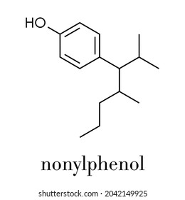 Nonylphenol endocrine disruptor molecule (one isomer shown). Skeletal formula.