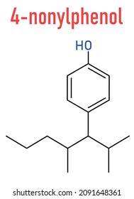 Nonylphenol endocrine disruptor molecule. Skeletal formula.