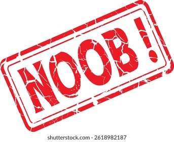 Noob Grunge Rubber Stamp in Red on White Background. Perfect for business documents, office use, administrative purposes, and graphic design projects.