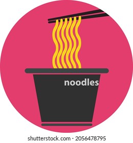 Noodle asia icon vector illustrator design isolated on pink background. eating EPS10.