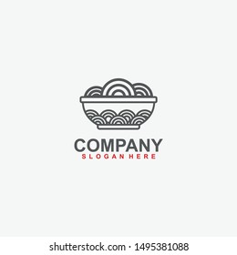 Noodle With Black Bowl Logo Template Design. Vector Illustration