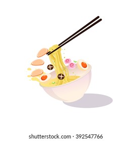 noodle bowl asia food vector illustration
