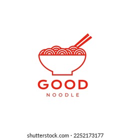 noodle bowl chopstick delicious menu taste recipe logo design vector icon illustration template