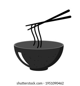 Noodle bowl with chopsticks icon isolated on white background vector illustration.