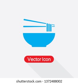 Noodle Bowl With Chopsticks Icon Vector Illustration In Flat Style Eps10