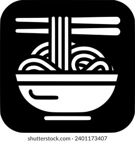 Noodle bowl and chopsticks vector icon. filled flat sign for mobile sign, symbol, vector, art