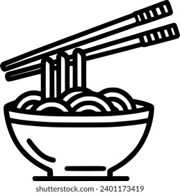Noodle bowl and chopsticks vector icon. filled flat sign for mobile sign, symbol, vector, art