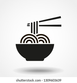 Noodle bowl with chopsticks, vector illustration